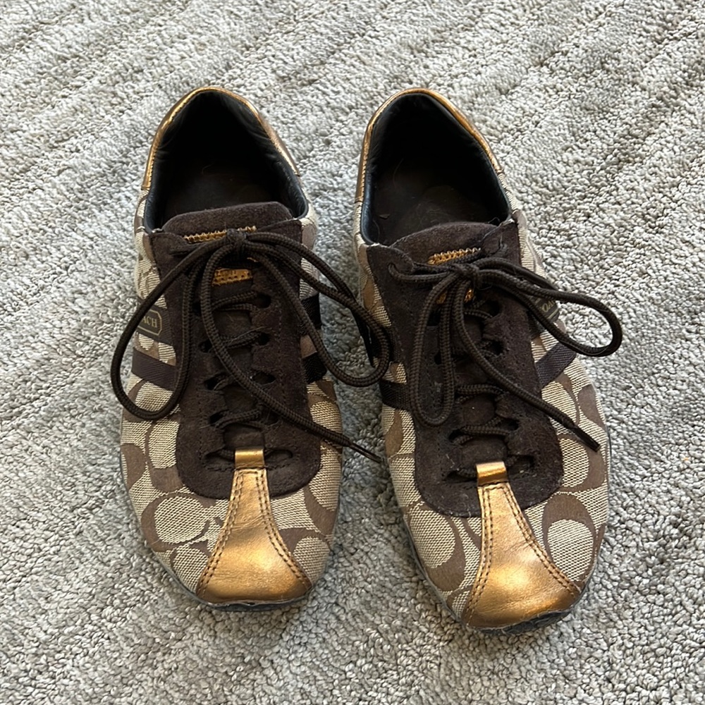 Coach Brown & Metallic Sneakers size 6.5